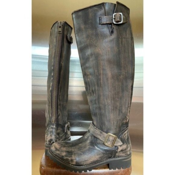 Freebird by Steven Bettle Battle Brown Distressed Leather Engineer Boot 7 - Picture 2 of 15